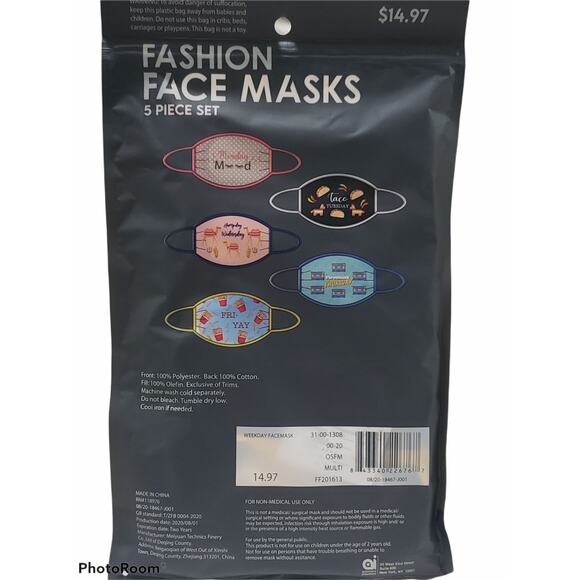 Daily Fashion Fries Tacos Variety Cloth Face Masks 5 Pack - Picture 1 of 2